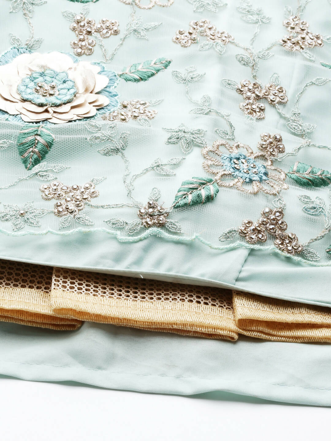 House of Panchhi Turquoise Blue Net Sequinse Work Lehenga & Blouse, Dupatta | Swadesiicart