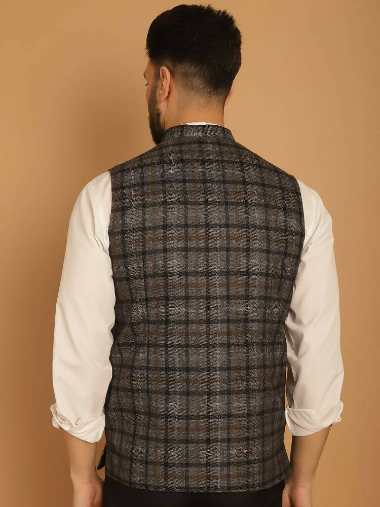 Even Apparels Pure Wool Nehru Jacket - Grey | Swadesiicart