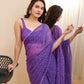 Purple Georgette Designer Printed Ready To Wear Saree - Ibiza | Swadesiicart