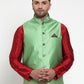 Jompers Men's Green Woven Jacquard Nehru Jacket | Swadesiicart