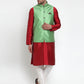 Jompers Men's Green Woven Jacquard Nehru Jacket | Swadesiicart