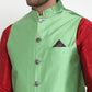 Jompers Men's Green Woven Jacquard Nehru Jacket | Swadesiicart