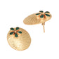 Nuyug 22K Gold-Plated Faux Emerald Stones Studded Circular Floral Shaped Motif Studs | Swadesiicart