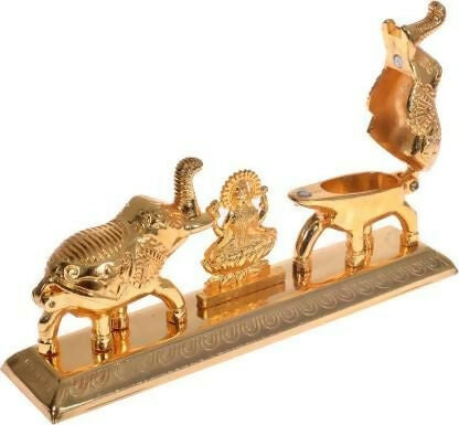 Fashion Bizz Handcrafted Goddess Lakshmi Roli Chawal Box with Elephants - Swadesiicart