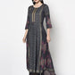 Aniyah Rayon Dark Grey Color Block Print Anarkali Palazzo Set (AN-199K)