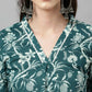 FIORRA Women's Teal Green Cotton A-Line Kurta Set - Swadesiicart