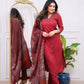 The52 Maroon Women's Gorgeous Parampara Fabric Embroidered Work Straight Kurta Pant and Dupatta Set - Swadesiicart