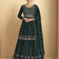 Myra Dark Green Georgette Embroidered Sharara Suit | Swadesiicart
