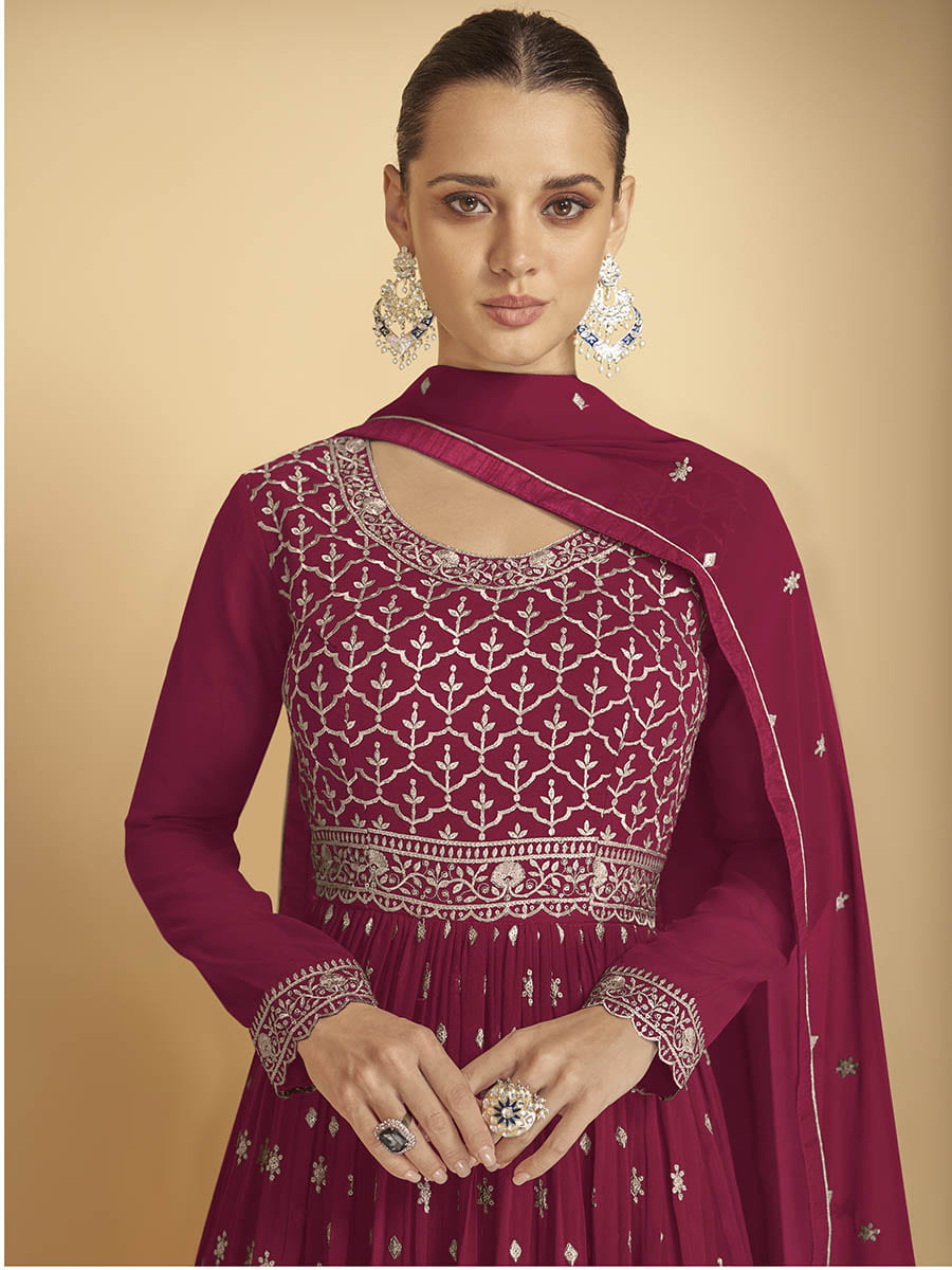 Myra Rani Georgette Embroidered Sharara Suit | Swadesiicart