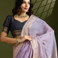 Vishnu Weaves Women's Lavender Muga Cotton Thread Woven Butti with Blouse - Swadesiicart