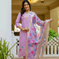 The52 Lavender Women's Gorgeous Embroidered work Viscose Gadhwal Fabric Straight Kurta, Pant and Dupatta Set - Swadesiicart