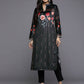 Ahalyaa Women Black & Red Floral Printed Gotta Patti Floral Velvet Kurta | Swadesiicart