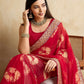 Ai Fashion Red Georgette Bandhani Print Party Wear Saree