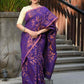 Beatitude Purple Cotton Floral Jamdani Saree