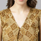 FIORRA Women's Brown Cotton A-Line Kurta Palazzo Set - Swadesiicart