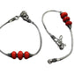 Mominos Fashion Kamal Johar Oxidised Silver With Red Beads Anklets | Swadesiicart
