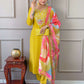 PartywearDesigner Viscose Yellow Stitched Suit With Dupatta - Tanisha | Swadesiicart