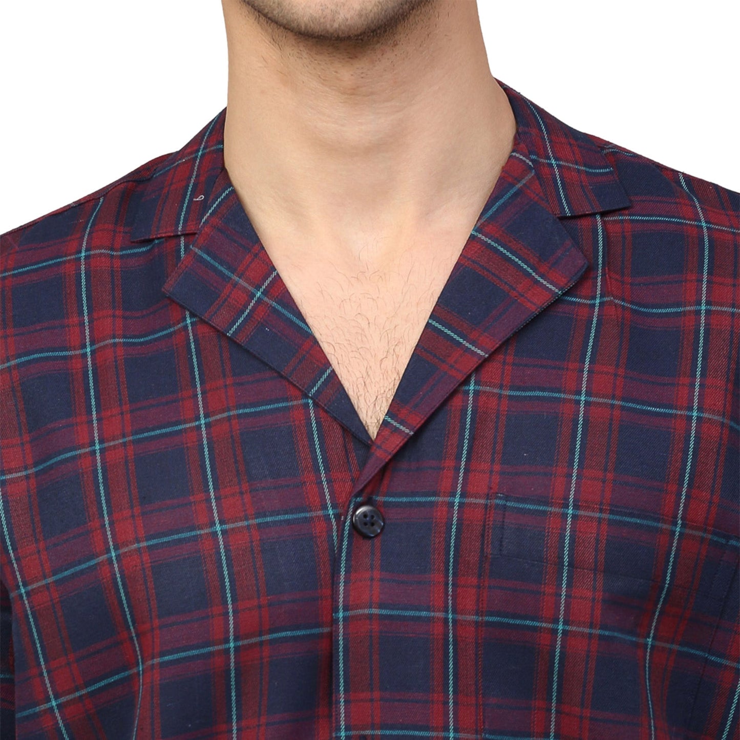Jainish Men's Blue Checked Night Suits ( GNS 001Blue-Red ) | Swadesiicart