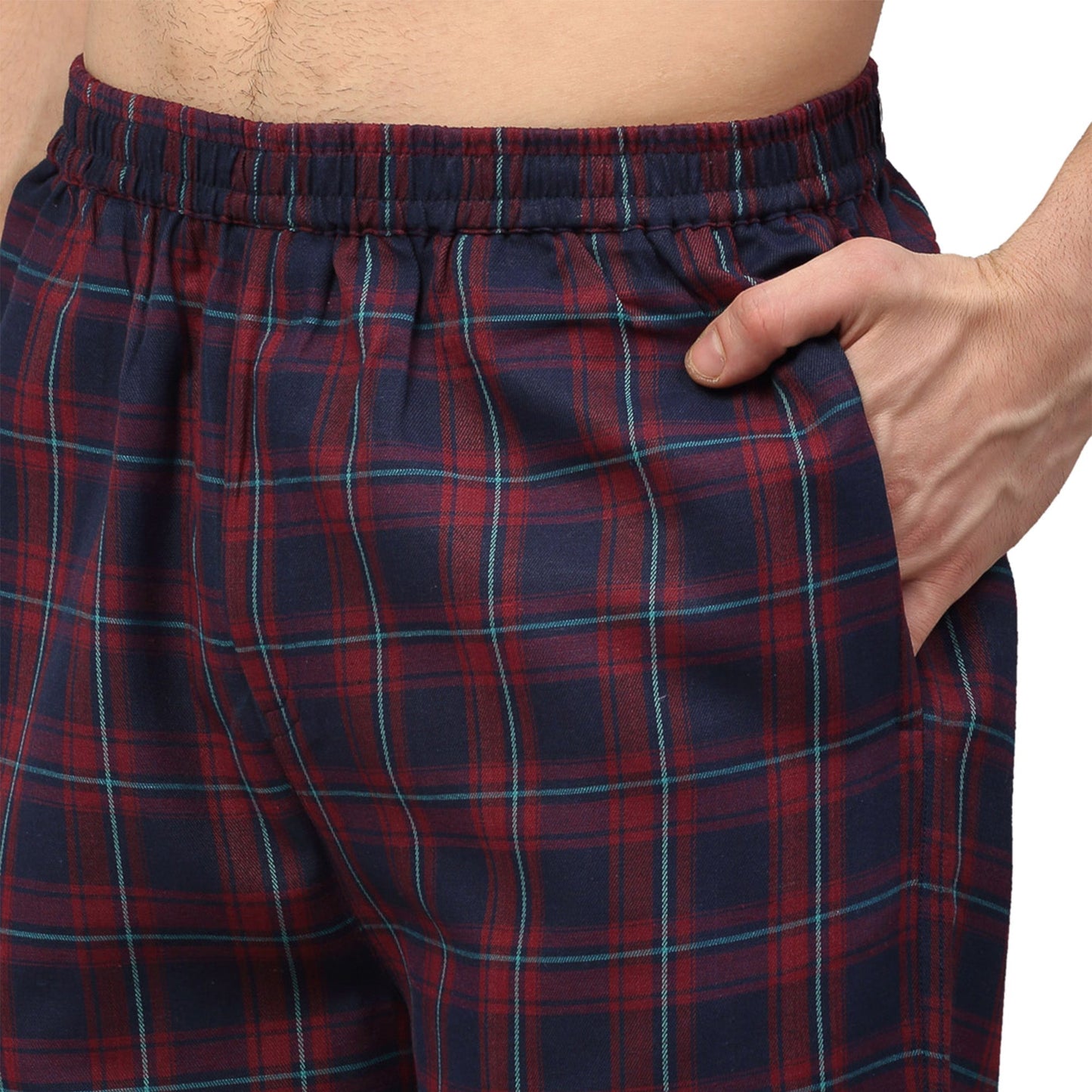 Jainish Men's Blue Checked Night Suits ( GNS 001Blue-Red ) | Swadesiicart