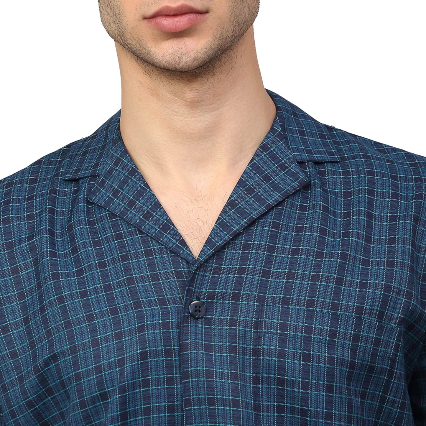 Jainish Men's Blue Checked Night Suits ( GNS 001Blue ) | Swadesiicart