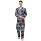 Jainish Men's Navy Blue Checked Night Suits ( GNS 001Navy-White ) | Swadesiicart