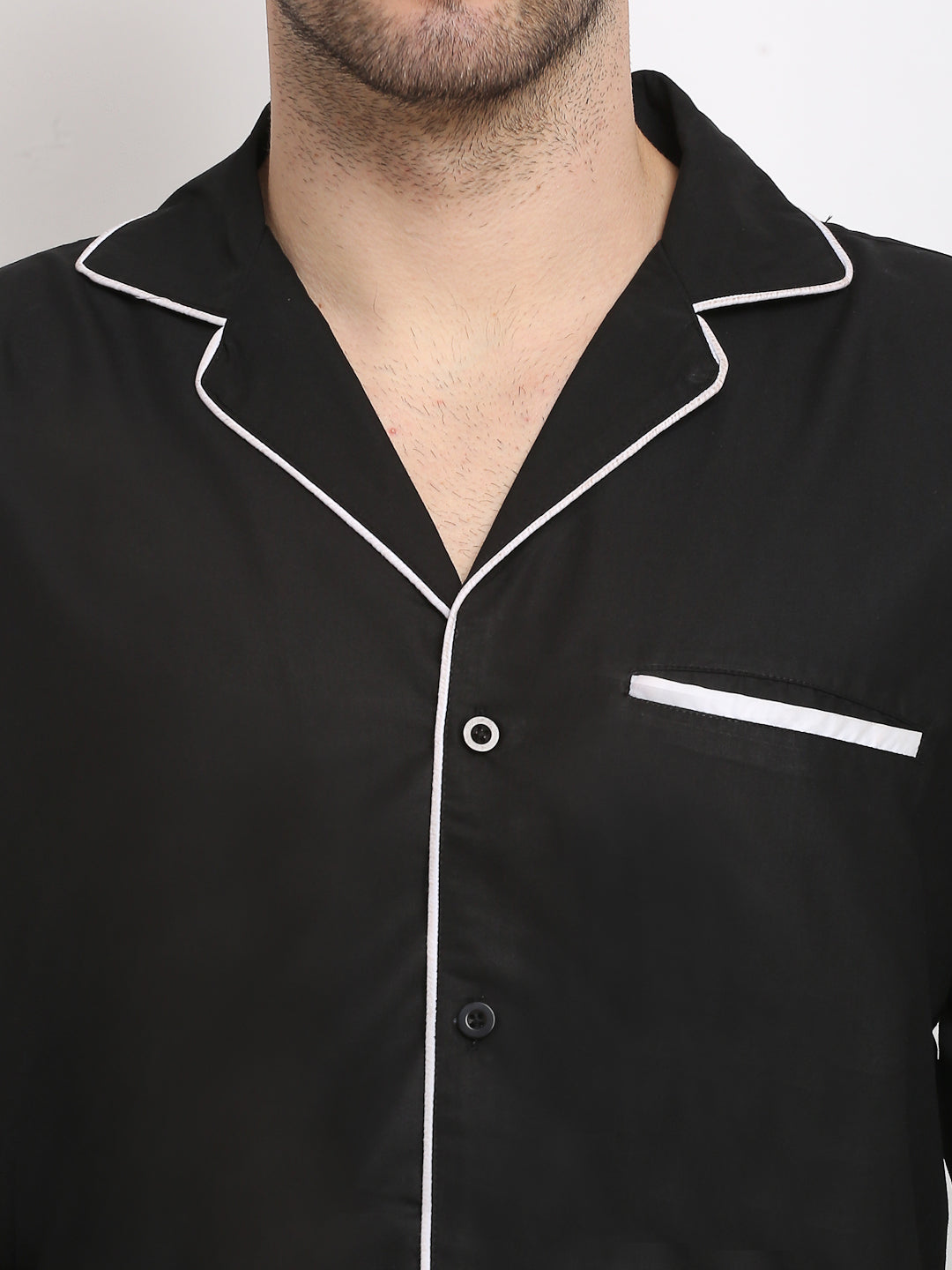 Jainish Men's Black Cotton Solid Night Suits ( GNS 003Black ) | Swadesiicart