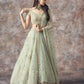 Jyoti Fashion Catching Aqua Green 3MM Sequin with Jari Embroidered Net Lehenga Choli with Dupatta | Swadesiicart
