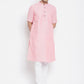 Even Apparels Pink Pure Cotton Men's H/S Kurta With Band Collar | Swadesiicart