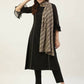 FIORRA Women's Black Poly Crepe A-Line Kurta Pant With Dupatta - Swadesiicart