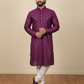 Neera Trendz Wine Heavy Soft Silk Mirror Work Men's Kurta Pyjama - Swadesiicart
