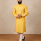 Neera Trendz Yellow Heavy Soft Silk Mirror Work Men's Kurta Pyjama - Swadesiicart