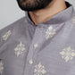 Neera Trendz Grey Soft Parbon Silk Embroidered Men's Kurta Pyjama - Swadesiicart