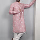 Neera Trendz Mauve Soft Parbon Silk Embroidered Men's Kurta Pyjama - Swadesiicart