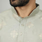 Neera Trendz Olive Soft Parbon Silk Embroidered Men's Kurta Pyjama - Swadesiicart