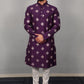 Neera Trendz Violet Soft Parbon Silk Embroidered Men's Kurta Pyjama - Swadesiicart
