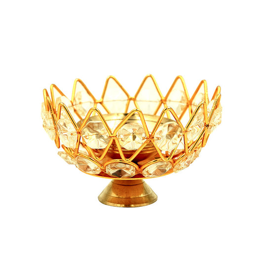 Shubhkart Nitya Brass Akhand Brahmand Crystal Diya | Swadesiicart