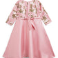 Ahalyaa Girls Pink Poly Silk Solid Kids Kurta With Printed Jacket | Swadesiicart