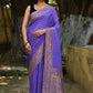 Joban Fashion Lavender Crepe Chiffon Pure Handloom Banarasi Silk Saree | Swadesiicart