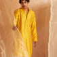 Yellow Viscose Chikankari Embroidery Work Men's Traditional Kurta Set - Mahotsav | Swadesiicart