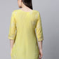 Ahalyaa Women Yellow Pure Cotton Glitter Print Tunic | Swadesiicart
