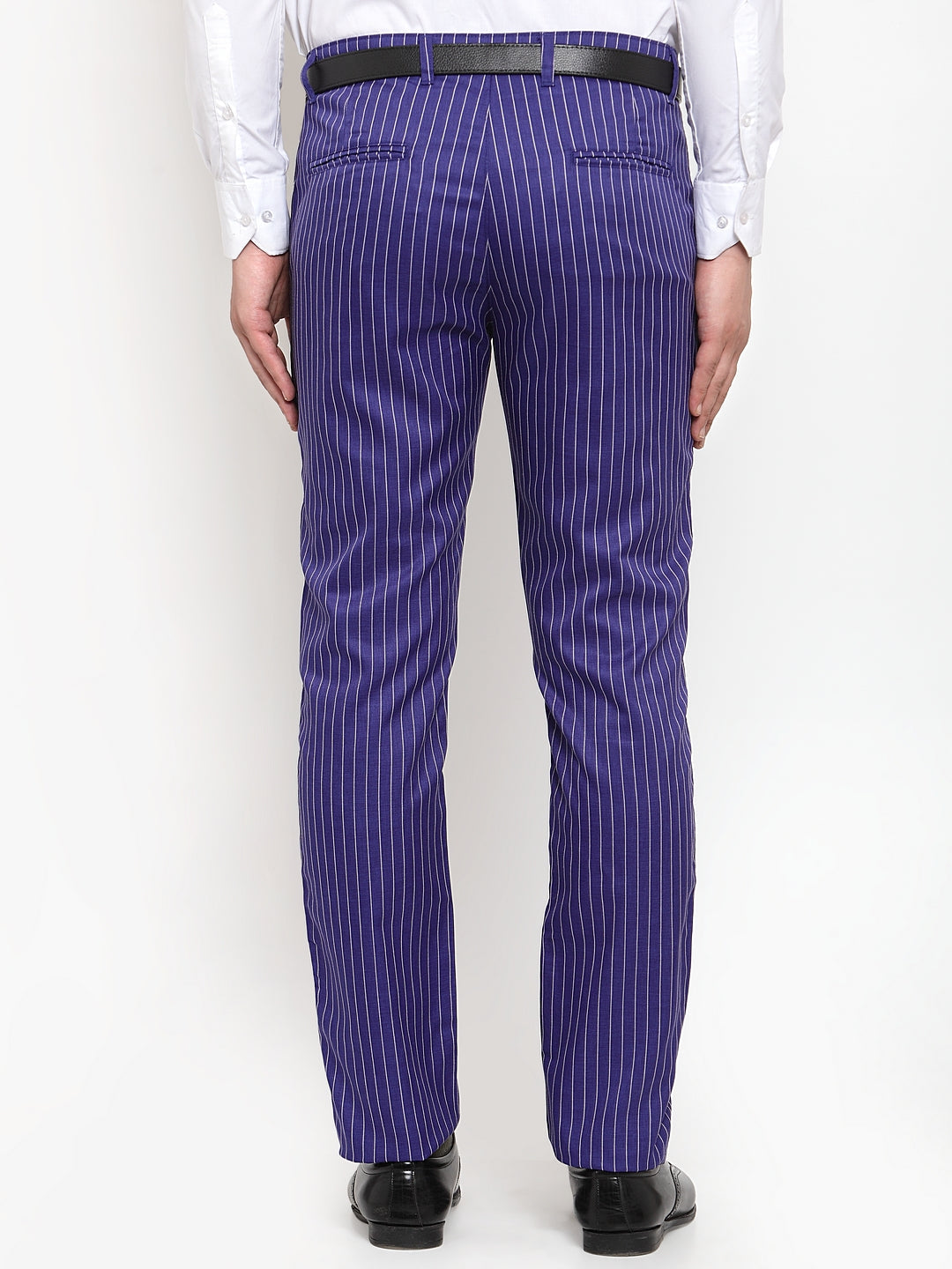 Jainish Men's Blue Cotton Striped Formal Trousers ( FGP 255Royal-Blue ) | Swadesiicart