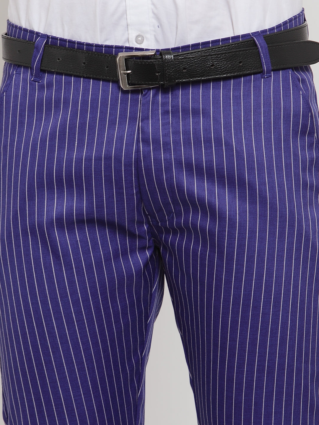 Jainish Men's Blue Cotton Striped Formal Trousers ( FGP 255Royal-Blue ) | Swadesiicart