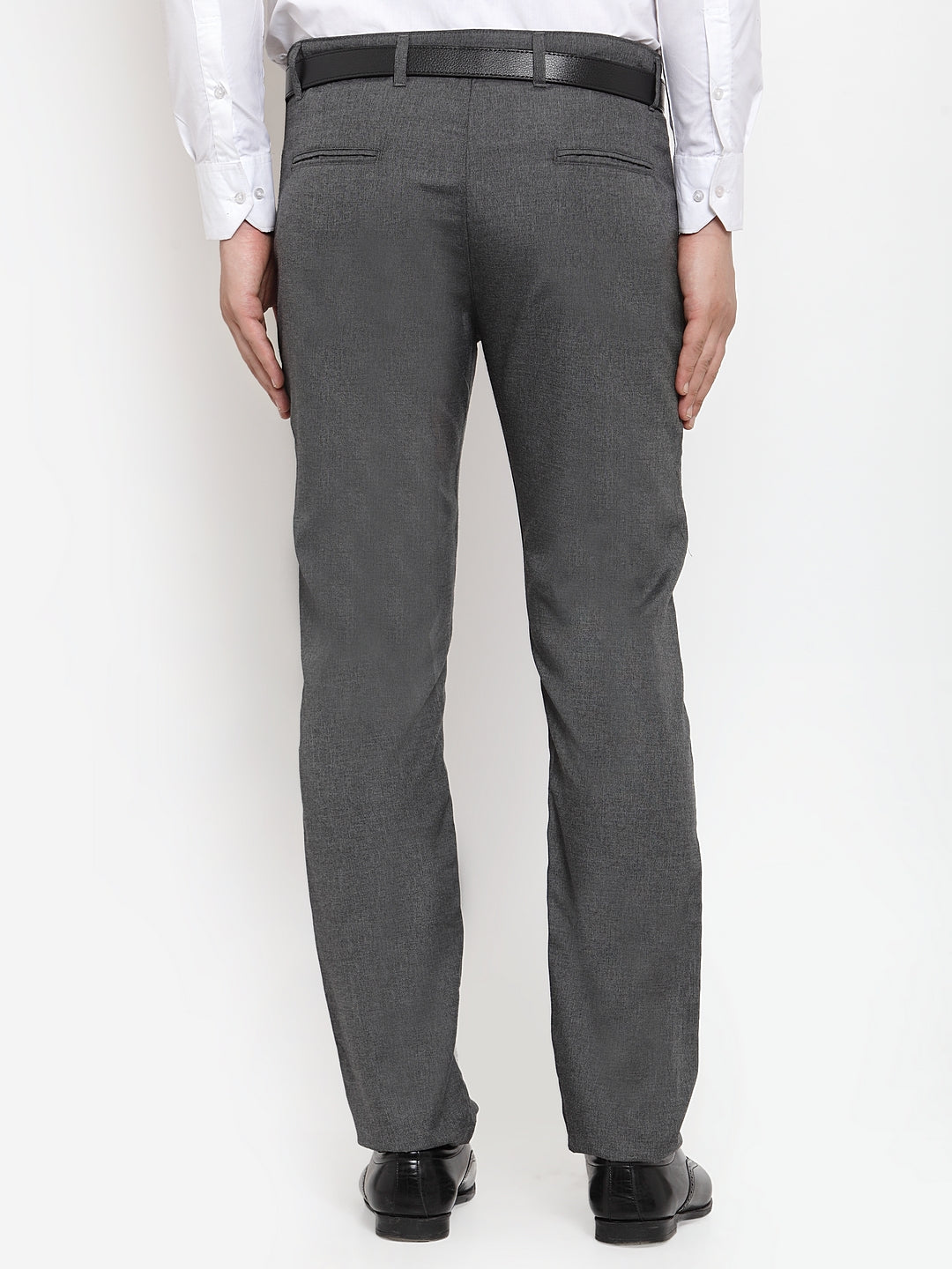 Jainish Men's Black Cotton Solid Formal Trousers ( FGP 256Charcoal ) | Swadesiicart