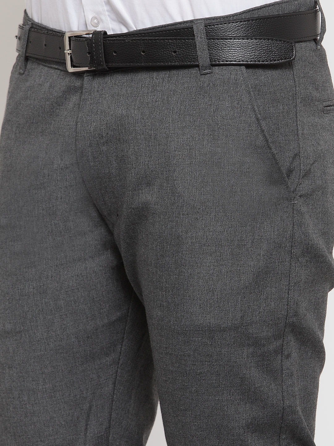 Jainish Men's Black Cotton Solid Formal Trousers ( FGP 256Charcoal ) | Swadesiicart