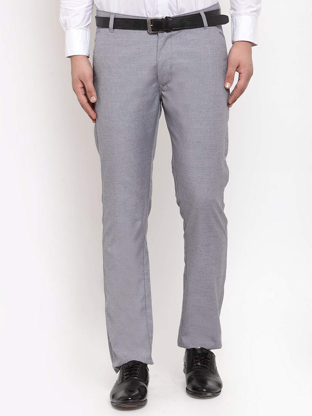 Jainish Men's Grey Cotton Solid Formal Trousers ( FGP 256Grey ) | Swadesiicart