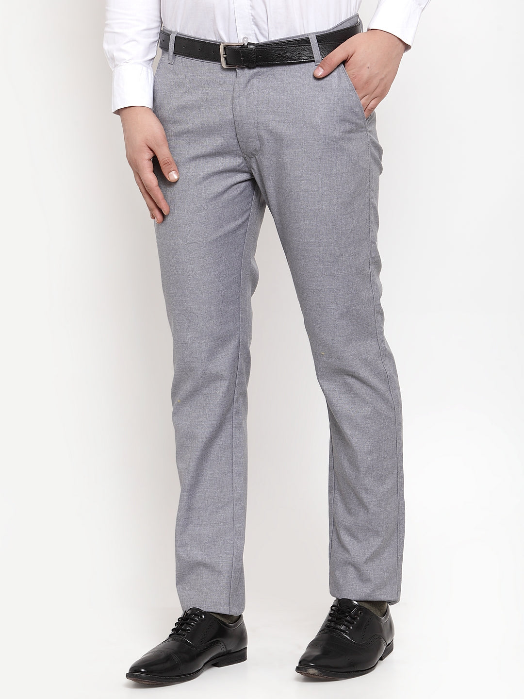 Jainish Men's Grey Cotton Solid Formal Trousers ( FGP 256Grey ) | Swadesiicart