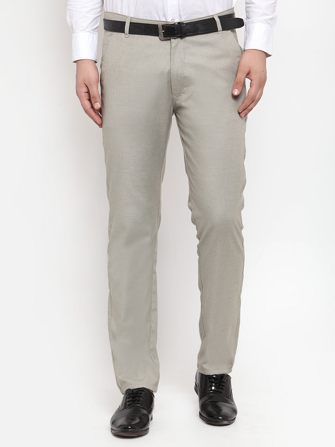 Jainish Men's Grey Cotton Solid Formal Trousers ( FGP 256Light-Grey ) | Swadesiicart