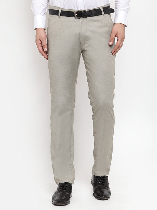 Jainish Men's Grey Cotton Solid Formal Trousers ( FGP 256Light-Grey ) | Swadesiicart