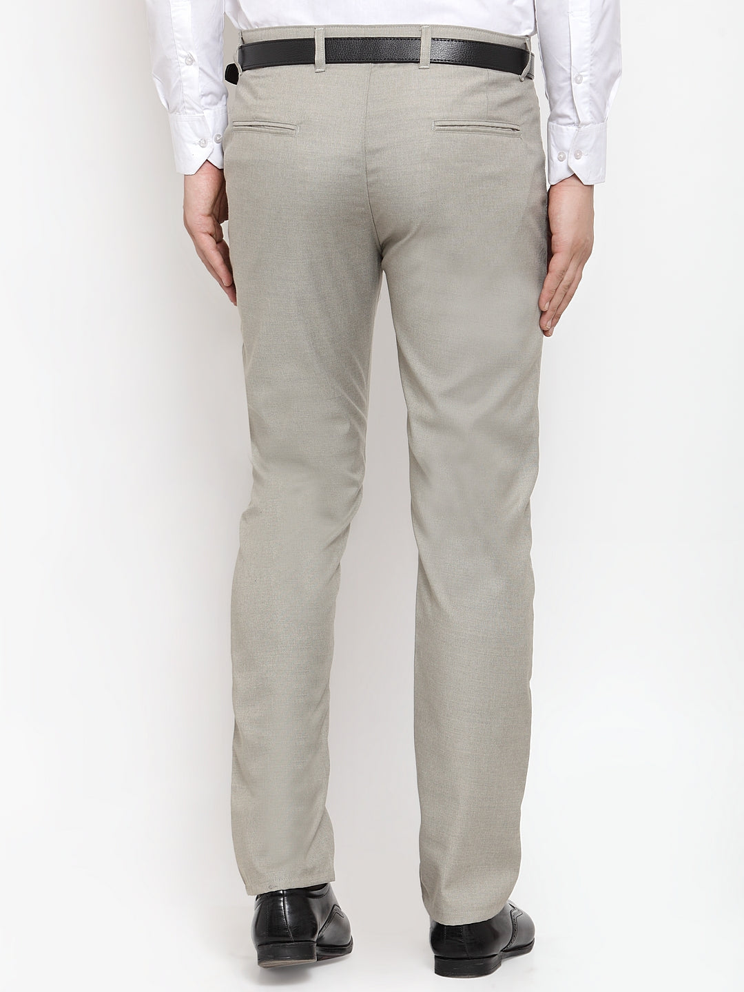 Jainish Men's Grey Cotton Solid Formal Trousers ( FGP 256Light-Grey ) | Swadesiicart