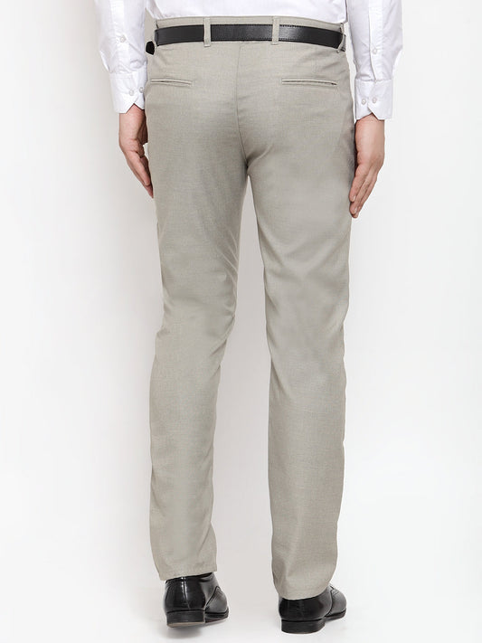 Jainish Men's Grey Cotton Solid Formal Trousers ( FGP 256Light-Grey ) | Swadesiicart